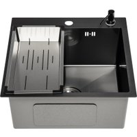 Кухонная мойка Saniteco 5050 PVD (с сифоном, дозатором и коландером)