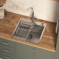 Кухонная мойка Basic CL DS Decor 50x50 (сатин, коландер, дозатор)