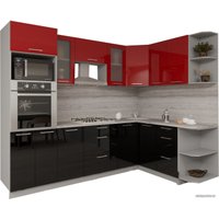 Готовая кухня Интерлиния Мила Gloss 1.68x2.6 правая (красный-черный)