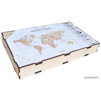 Пазл Woodary Карта мира L 3145 (3 уровня, natural)