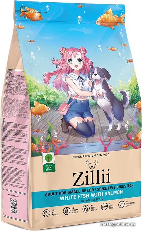 Сухой корм для собак Zillii Small Breed Sensitive Digestion белая рыба с лососем 2 кг