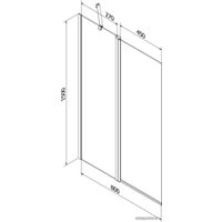 Стеклянная шторка для ванны Mexen Flip Chrome Matt 80