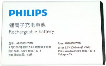 Аккумулятор для телефона Копия Philips Xenium W3568 (AB2000HWML)