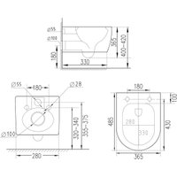 Унитаз подвесной Roxen Antares в комплекте с инсталляцией Asten Readle Zentralmodul AR0601-185W с белой кнопкой