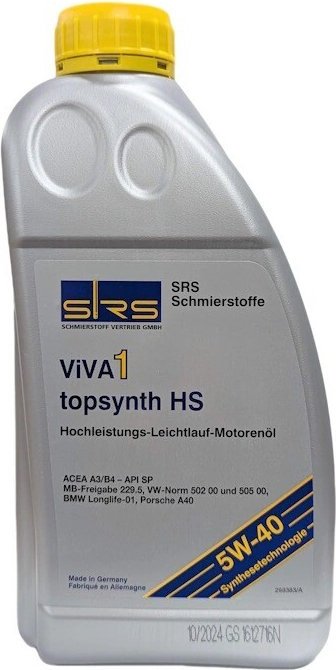 

Моторное масло SRS Viva 1 topsynth HS 5W-40 1л