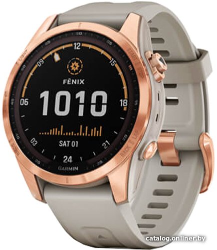 Умные часы Garmin Fenix 7S Solar (розовое золото/песочный)