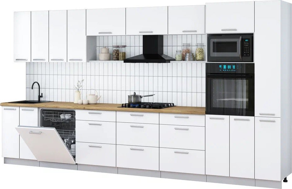 

Готовая кухня Интерлиния Мила Gloss 3.9-ПМ1 (белый/белый/дуб бунратти)