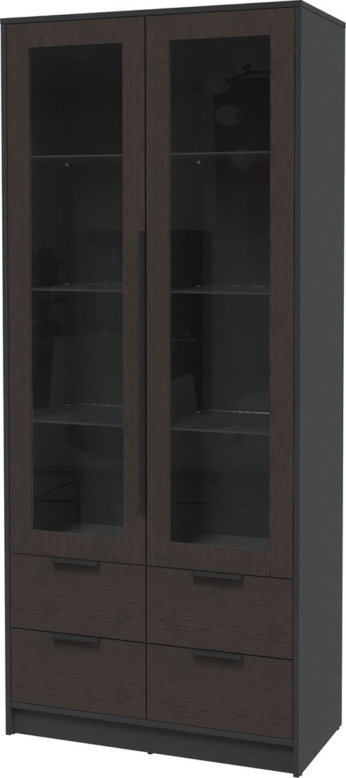 

Шкаф-витрина Интерлиния Концепт КТ-ШВ2 Глосс (антрацит/дуб английский)