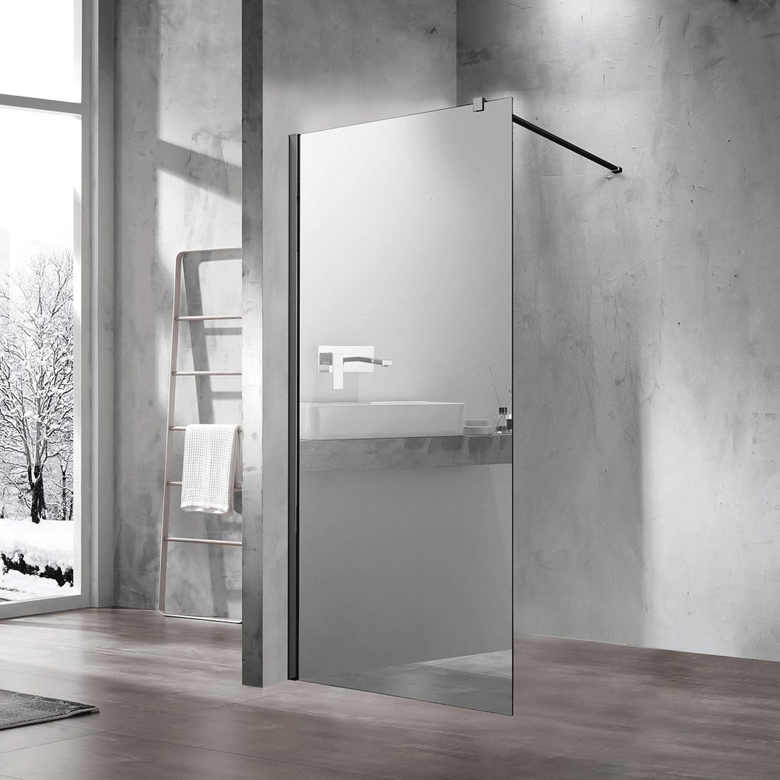 

Душевая стенка Vincea Walk-In VSW-1H900MRB (матовый черный/зеркальное)