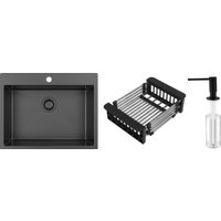 Кухонная мойка Schtoff Best Premium Black 5550 + коландер KR-1 Black + дозатор SD-1 Black