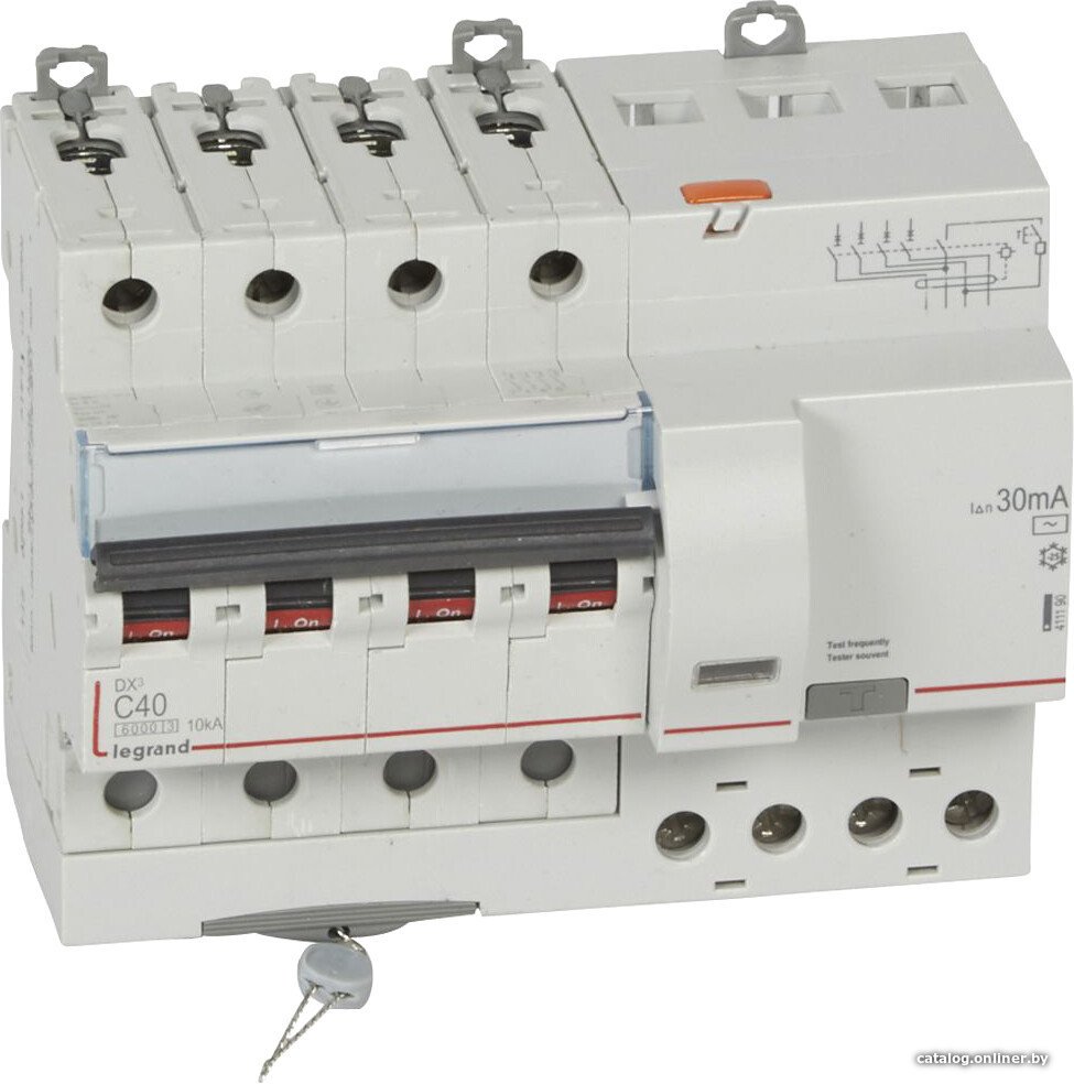Дифференциальный автомат Legrand DX3 4P С 40A 30мА 6kА 7М 411190