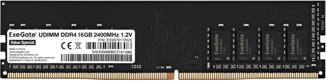 

Оперативная память ExeGate Value Special 16GB DDR4 PC4-19200 EX287011RUS
