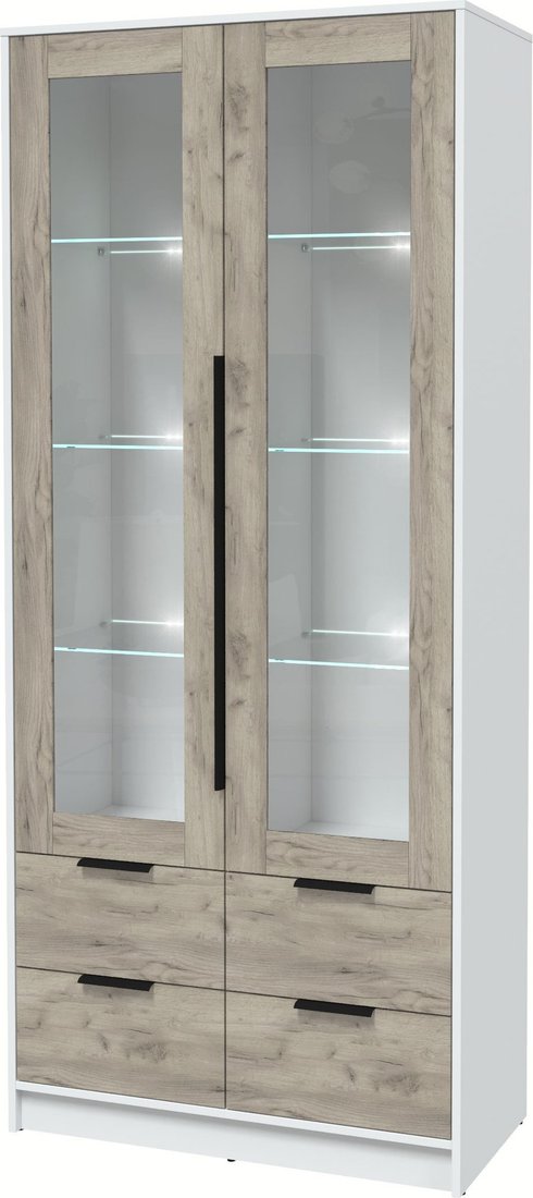 

Шкаф-витрина Интерлиния Концепт КТ-ШВ2 с подсветкой (дуб серый/белый платинум)