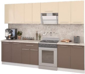 Готовая кухня Кастанье Марта 2.8 (ваниль/трюфель коричневый)
