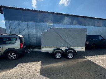 Двухосный прицеп AvtoS A28Р2B (2800x1500x300, R13, ресс. AL-KO, тент 400мм)