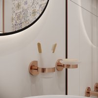 Стакан для зубной щетки и пасты Wellsee Finishing Touch 182509000 с держателем (розовое золото)