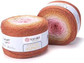 Пряжа для вязания Yarnart Flowers alpaca 416 250 г 940 м (оранжевый; желтый; розовый)