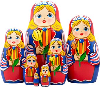 Брестская Фабрика Сувениров С тюльпанами в народном голландском костюме (набор 7 шт)