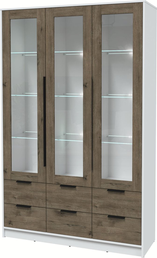 

Шкаф-витрина Интерлиния Концепт КТ-ШВ3 с подсветкой (дуб веллингтон/белый платинум)