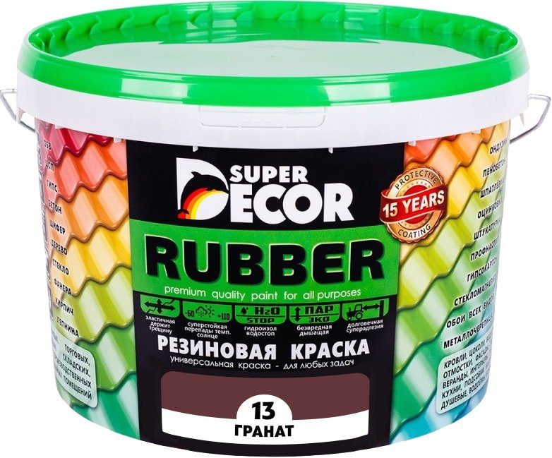 

Краска Super Decor Rubber 3 кг (№13 гранат)