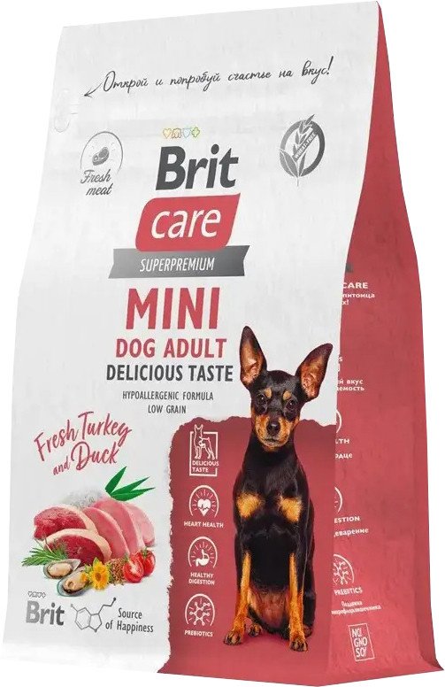 

Сухой корм для собак Brit Care Mini Adult Delicious Taste с индейкой и уткой 400 г