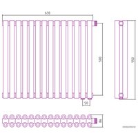 Стальной трубчатый радиатор Сунержа Эстет-00 EU50 500х630 14 секций (шампань)