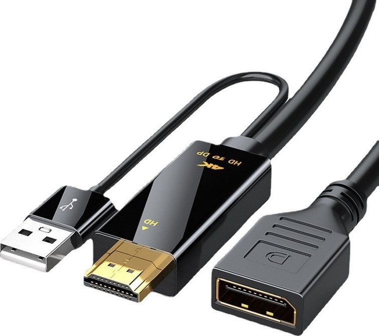 Кабель USBTOP HDMI - DisplayPort - USB UltraHD 4K (0.17 м, черный)