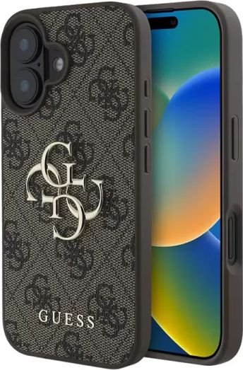 

Чехол для телефона Guess PU 4G Big metal logo для iPhone 16 GUHCP16S4GMGBR