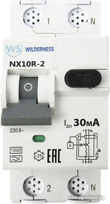 Дифференциальный автомат Wilderness NX10R 1P+N C25 30mA A 10kA NX10R-2-025C-030A