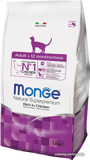 Сухой корм для кошек Monge Adult Rich in Chicken 0.4 кг