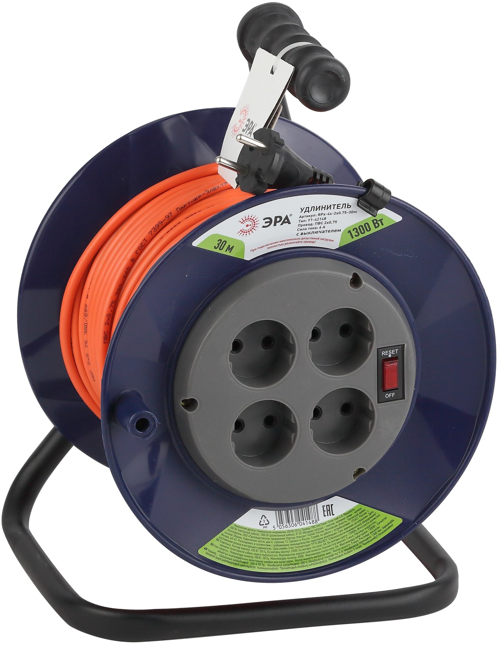 

Удлинитель на катушке ЭРА RPx-4s-2x0.75-30m Б0043048