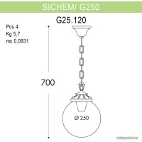 Уличный подвесной светильник Fumagalli Globe 250 G25.120.000.BXE27