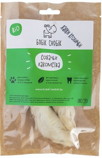 

Лакомство для собак Бобик Снобик Лапки кроличьи