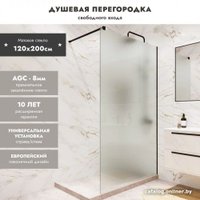 Душевая стенка Benetto BEN-602_BL_M 1200х2000 (черный, матовое стекло)
