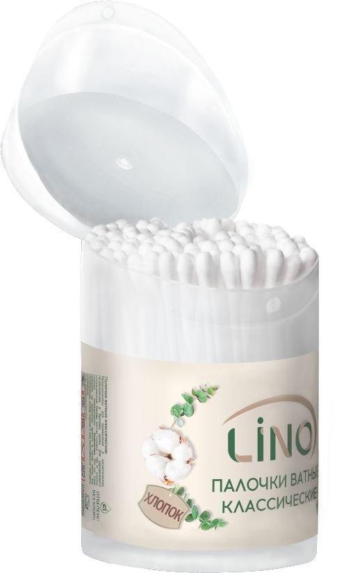 

Ватные палочки Lino Хлопковые в пластиковой банке (100 шт)