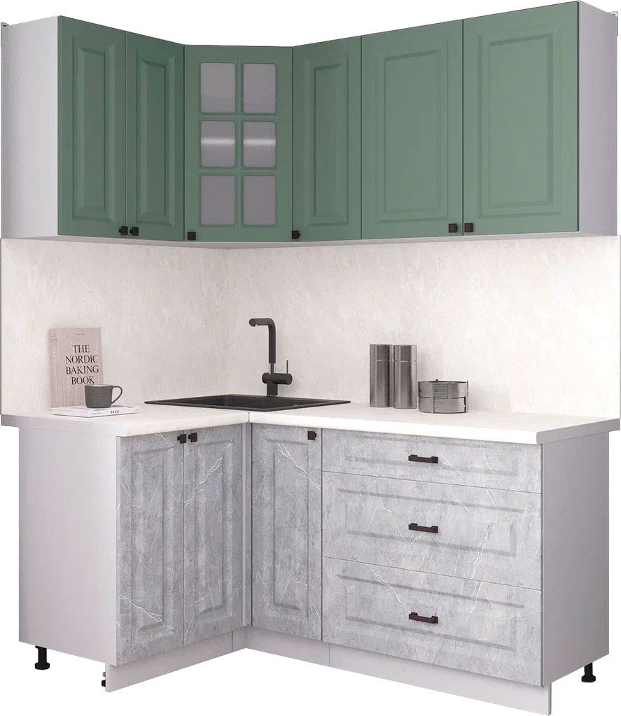 

Готовая кухня Интерлиния Мила Деко 1.2x1.7 (керамика/мята/опал светлый)