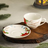 Чашка с блюдцем Magistro Новый Год. Пуансеттия 6974518