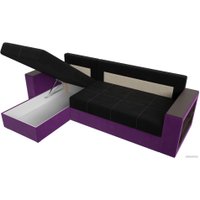 Угловой диван Лига диванов Дубай лайт левый (микровельвет черный/фиолетовый)