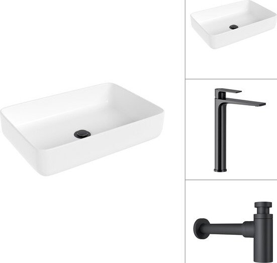 

Умывальник Lauter 21487-50 + Reef 21CK8678BS с сифоном 21635B (черный матовый)