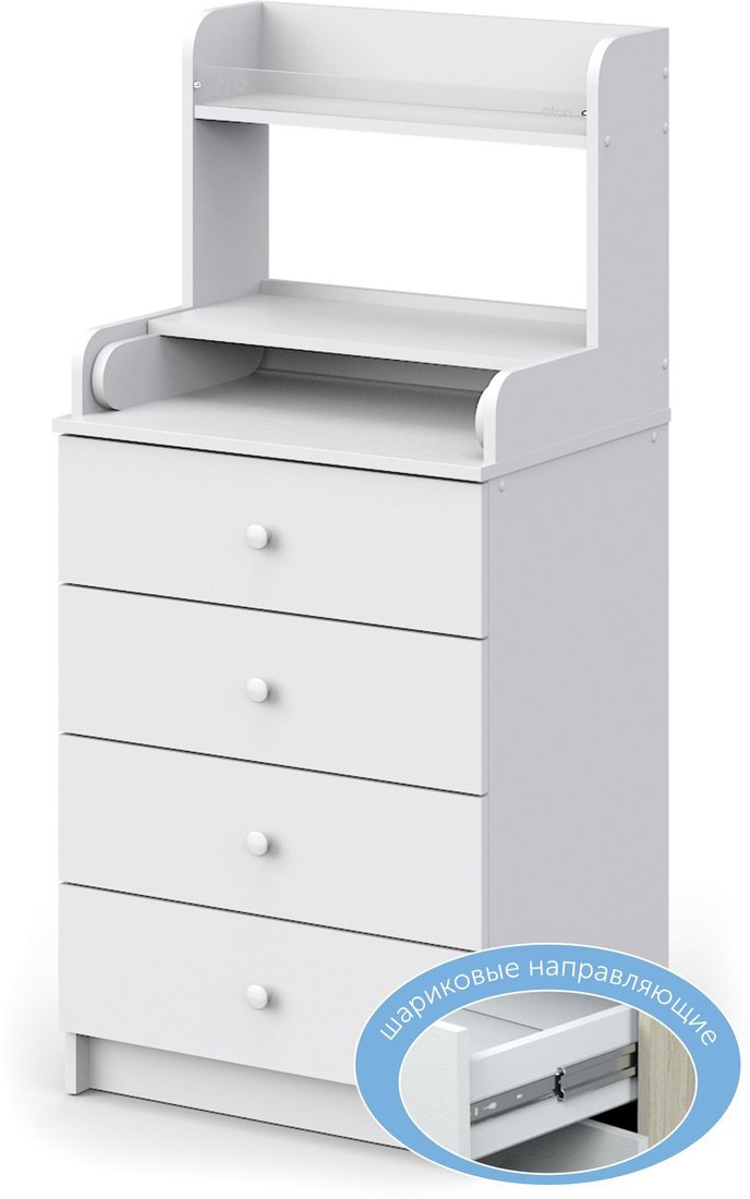 

Детский комод Атон Мебель Сириус 604 с полкой (белый)