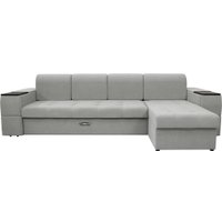 Угловой диван Сириус Лидер-13 с оттоманкой НПБ 330x165 (Eva 08 велюр светло-серый)