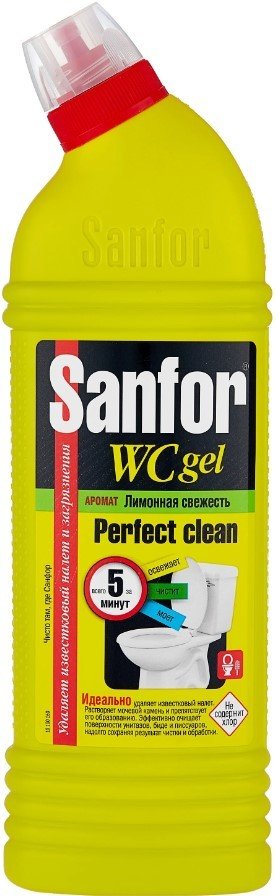 

Средство для унитаза Sanfor Лимонная свежесть WC гель 1 л
