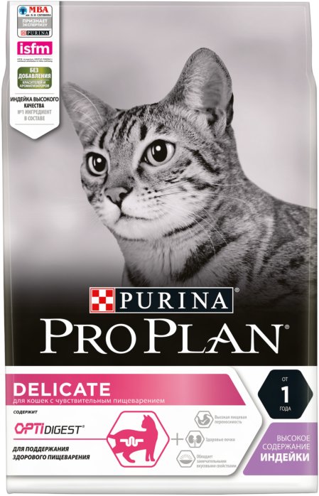 

Сухой корм для кошек Pro Plan Delicate Adult Optidigest с индейкой 400 г