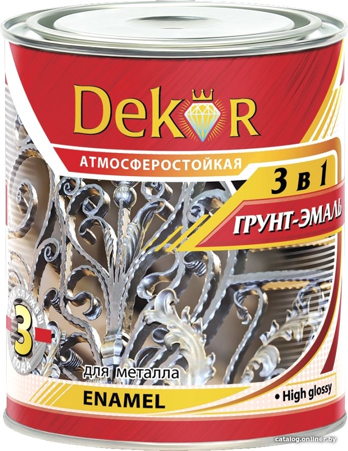 Эмаль Dekor грунт-эмаль 3 в 1 (белый, 1.9 кг)
