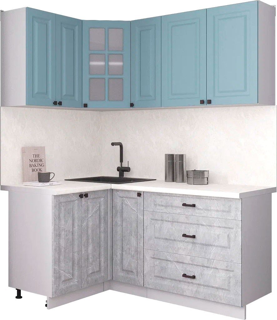 

Готовая кухня Интерлиния Мила Деко 1.2x1.7 (керамика/океан/опал светлый)