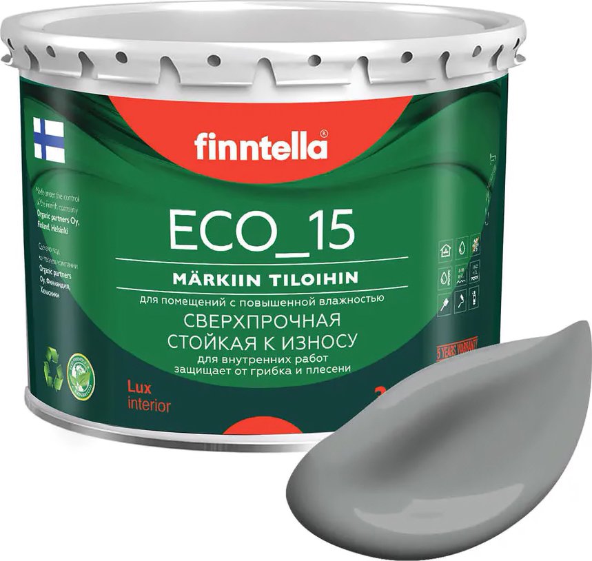 

Краска Finntella Eco 15 Tiina F-10-1-3-FL058 2.7 л (темно-серый)