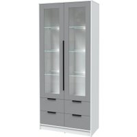 Шкаф-витрина Интерлиния Концепт КТ-ШВ2 с подсветкой (серебро/белый платинум)