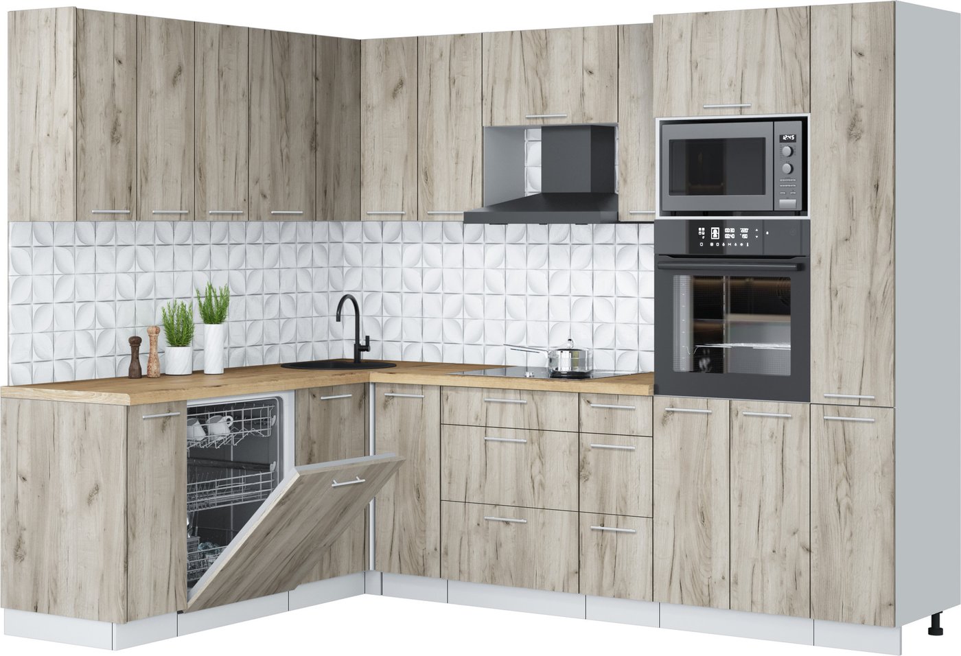 

Готовая кухня Интерлиния Мила Лайт 1.896х2.68 (дуб серый/дуб серый/дуб бунратти)