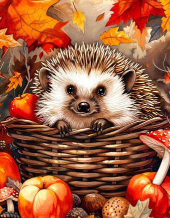 Алмазная мозаика  ArtCity Ежик в грибах VA813