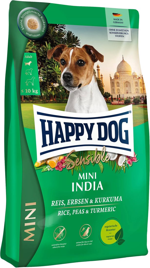 

Сухой корм для собак Happy Dog Sensible Mini India (с рисом, горохом и куркумой) 4 кг